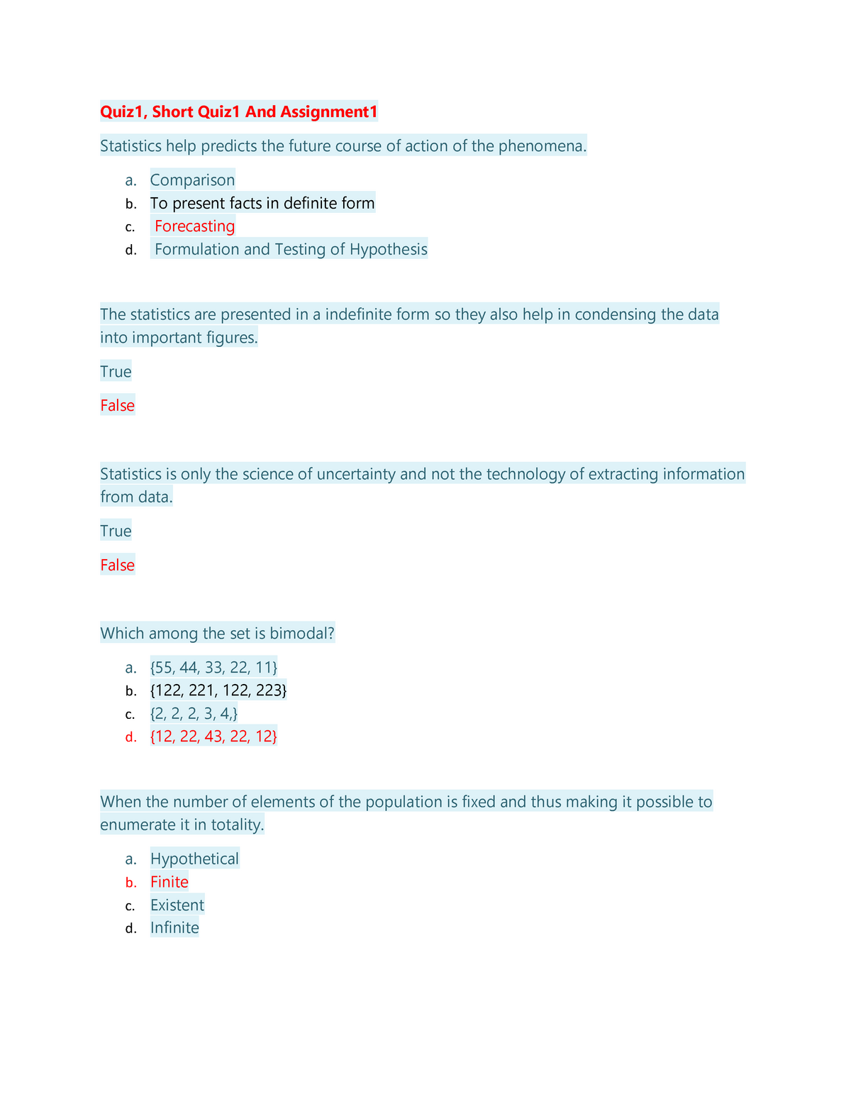 quantitative techniques assignment questions and answers