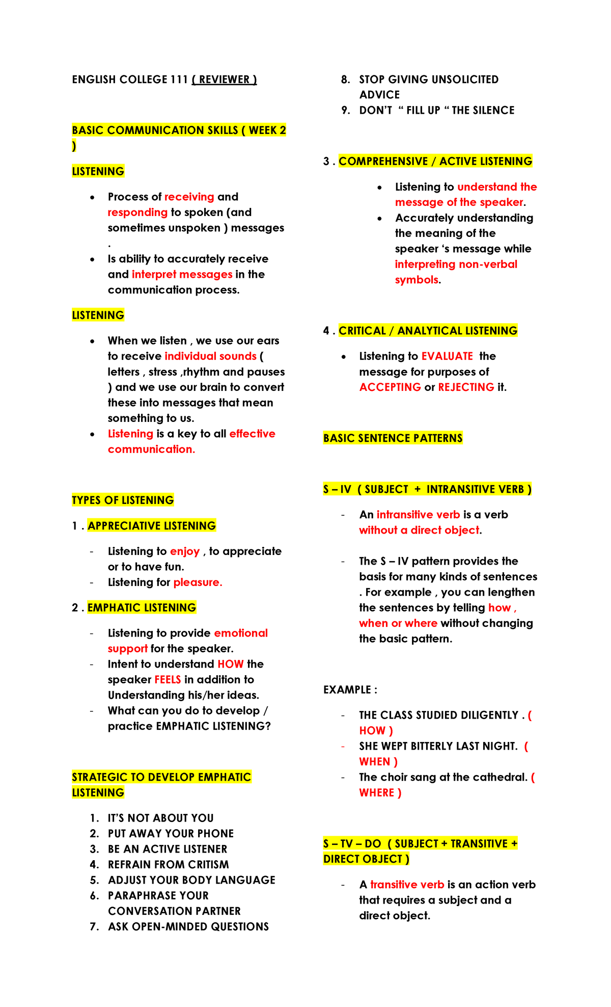 English College ( Reviewer ) - ENGLISH COLLEGE 111 ( REVIEWER ) BASIC ...