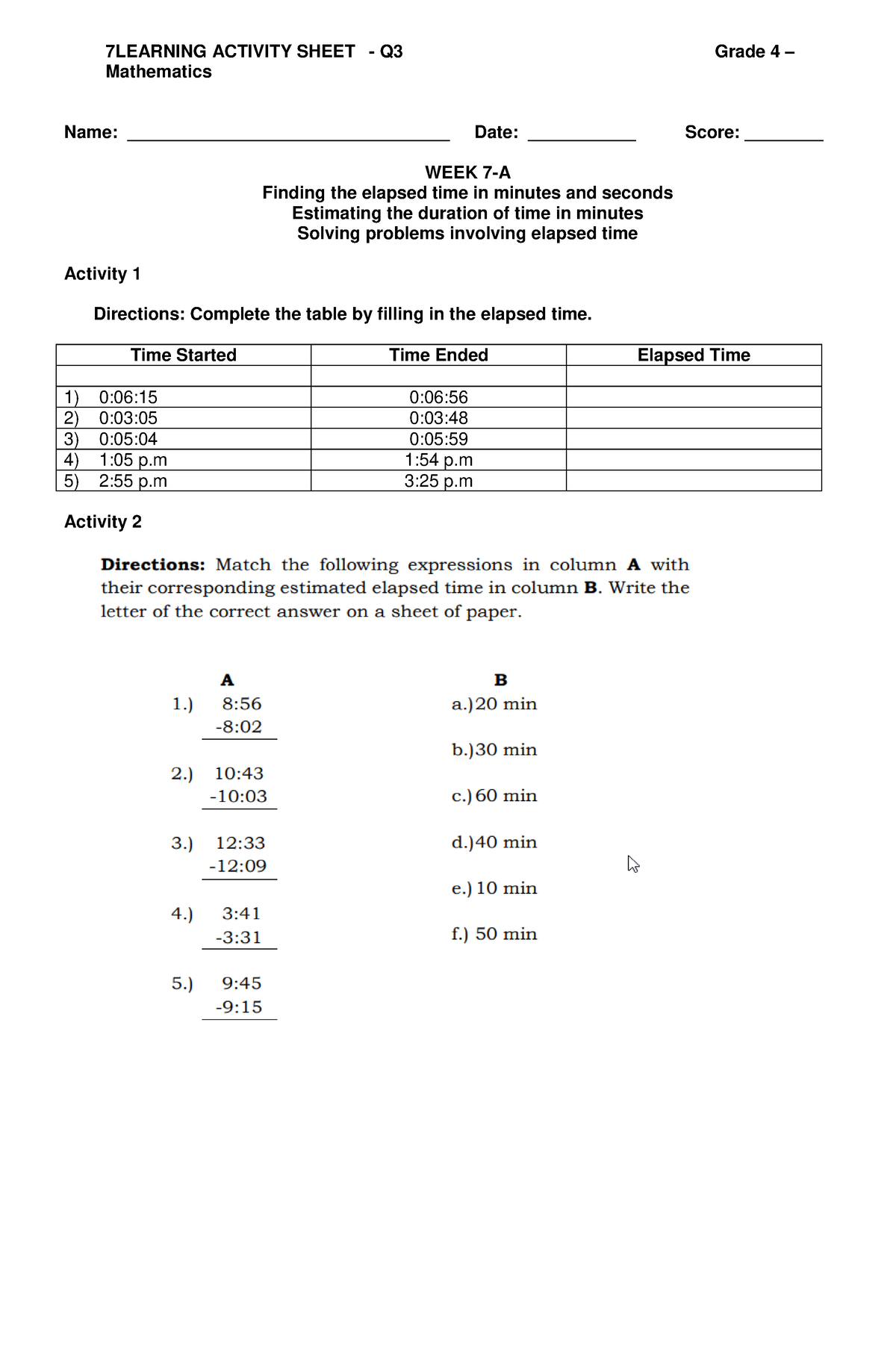 weekly math homework q3 4