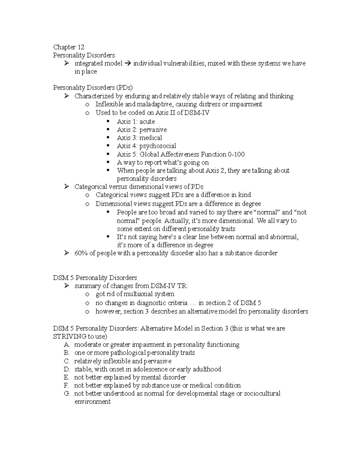 Chapter 12 summary - Abnormal Psychology: an Integrative Approach ...