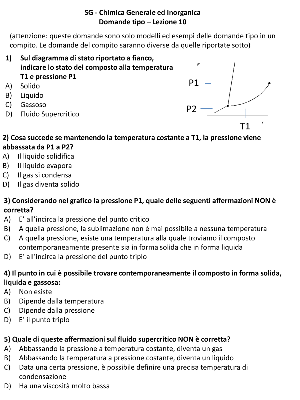 Lezione Domande Tipo SG Chimica Generale Ed Inorganica Domande Tipo Lezione Sul