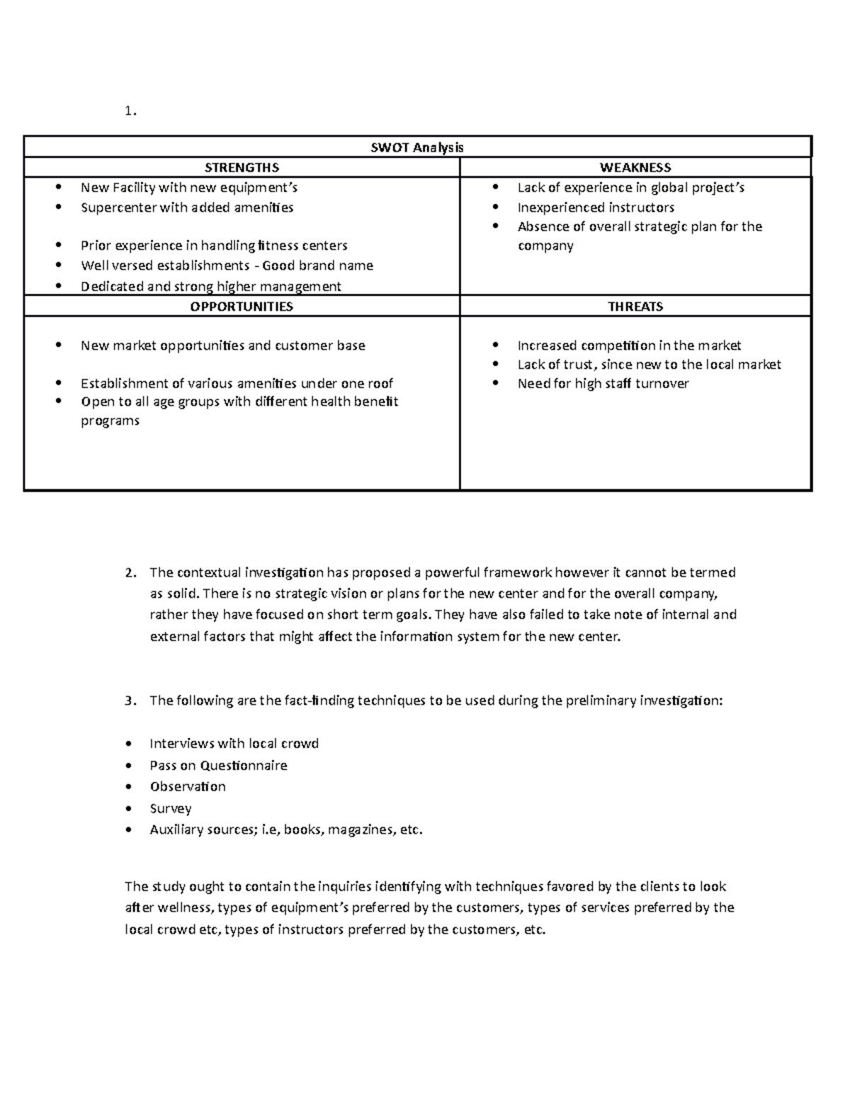 Week2 Group assigment - 1. SWOT Analysis STRENGTHS WEAKNESS New ...