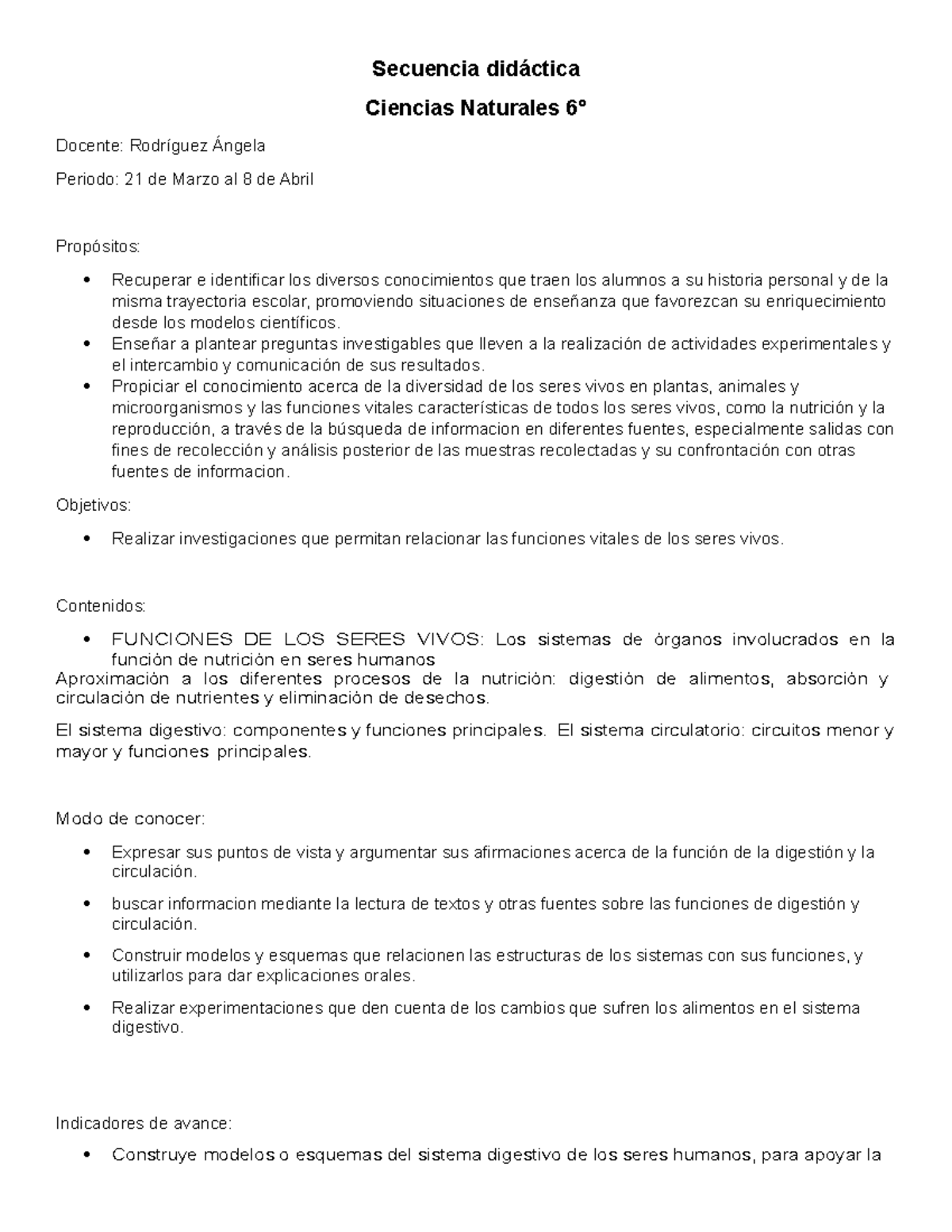 Secuencia didáctica nro 2 cs naturals 6to - Secuencia didáctica ...