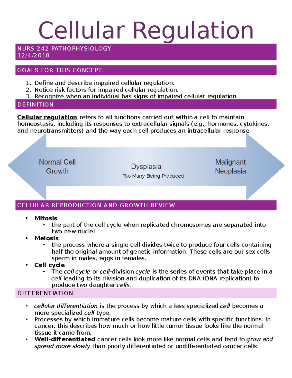 Cellular Regulation - Cellular Regulation ####### NURS 242 ...