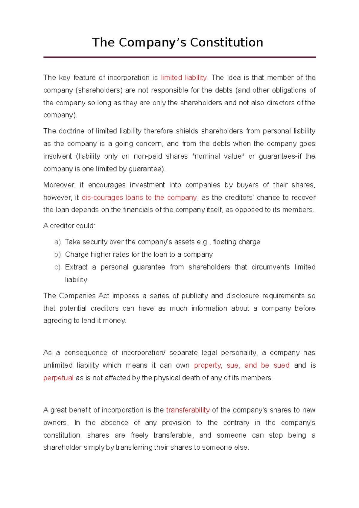 2. The Company's Constitution The Company’s Constitution The key