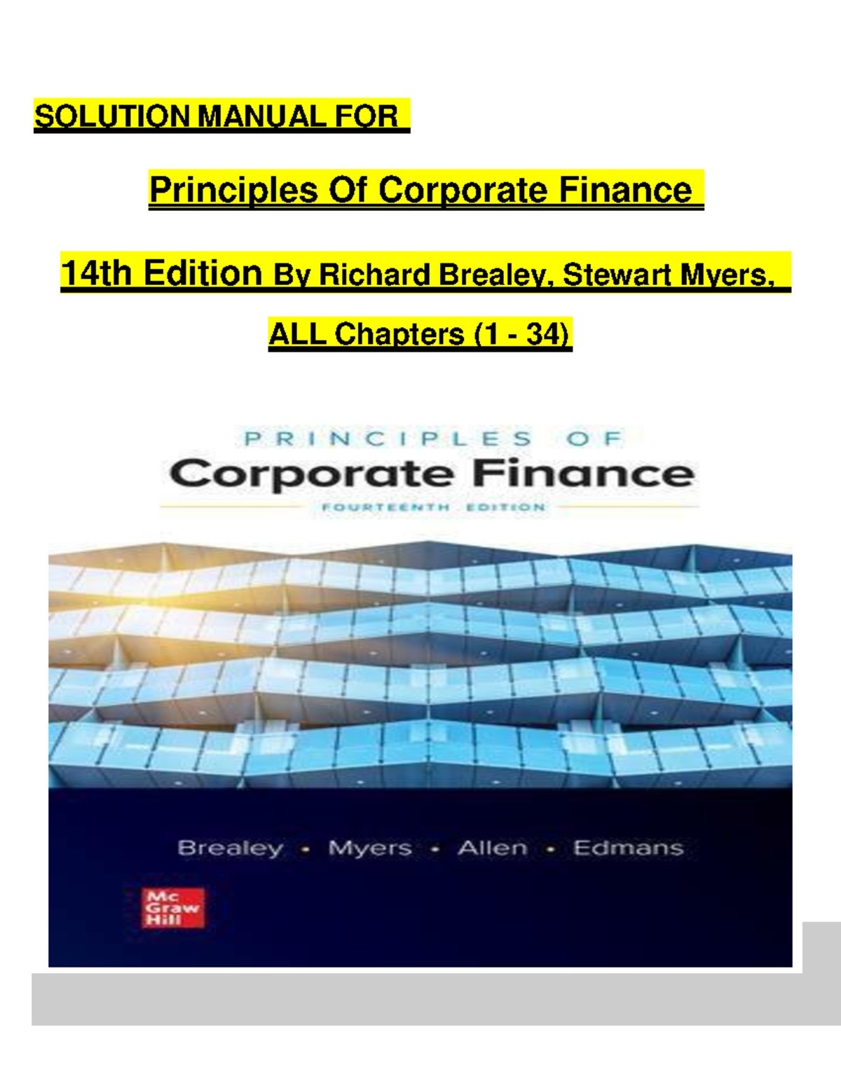 Solutionmanualforprinciplesofcorporatefinance - Studocu