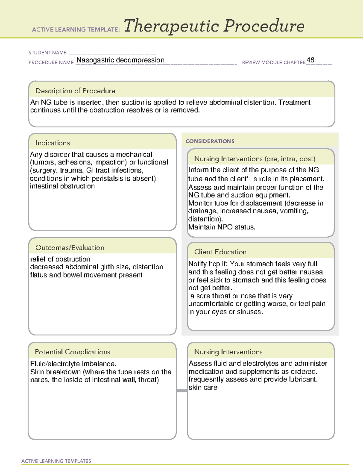 Ng T decompression ATI template - NURN 234 - ACTIVE LEARNING TEMPLATES ...