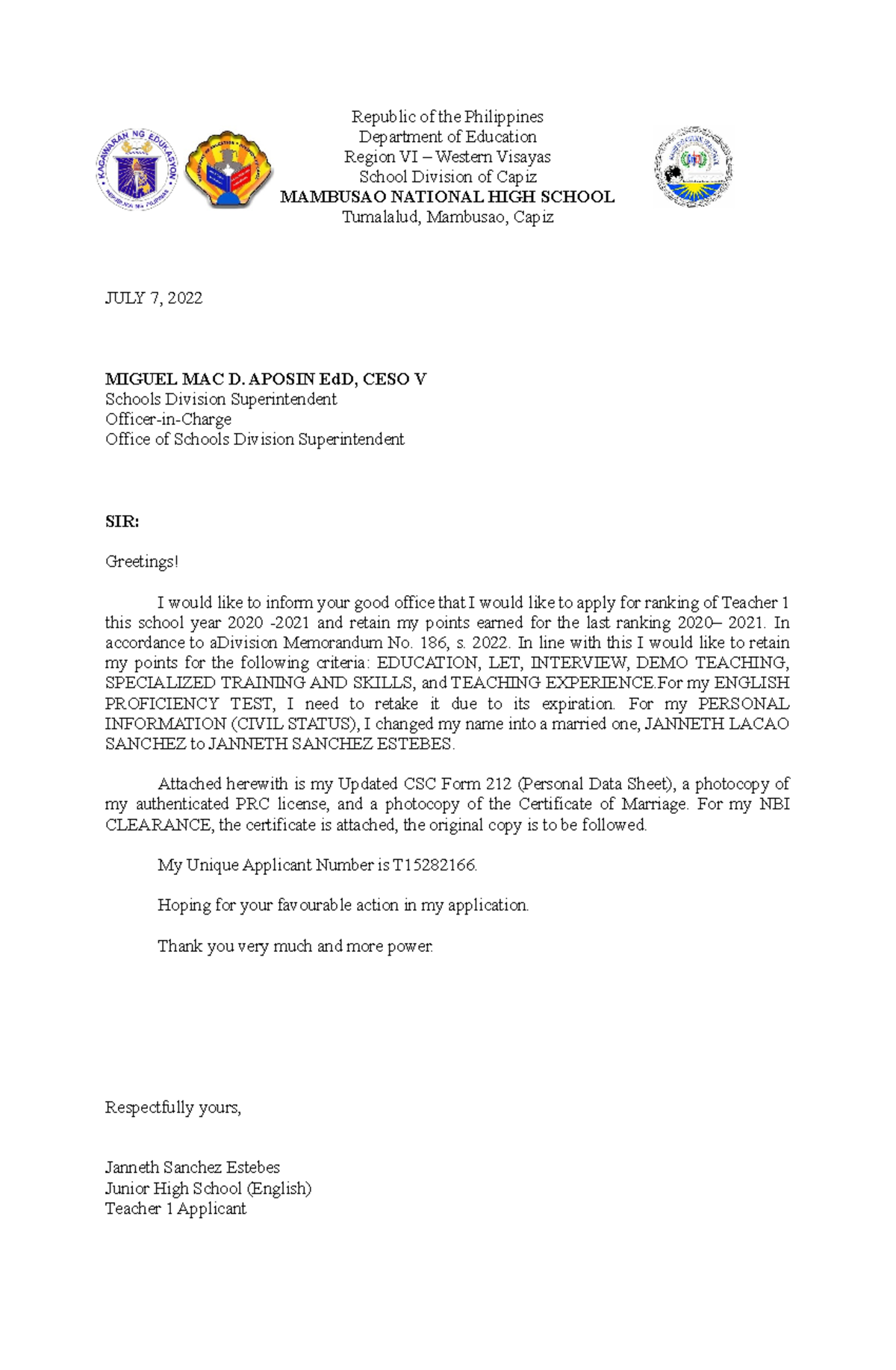 Letter of Intent 2022 - Republic of the Philippines Department of ...