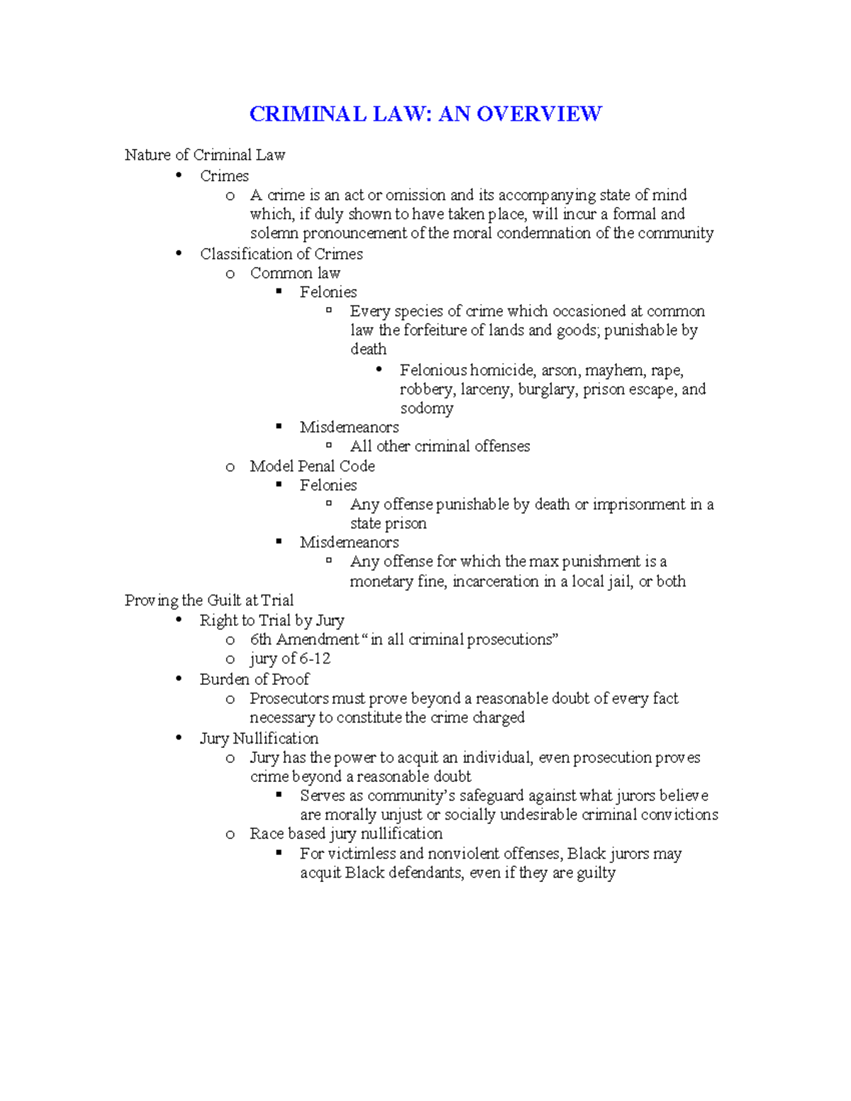 criminal law essay outline