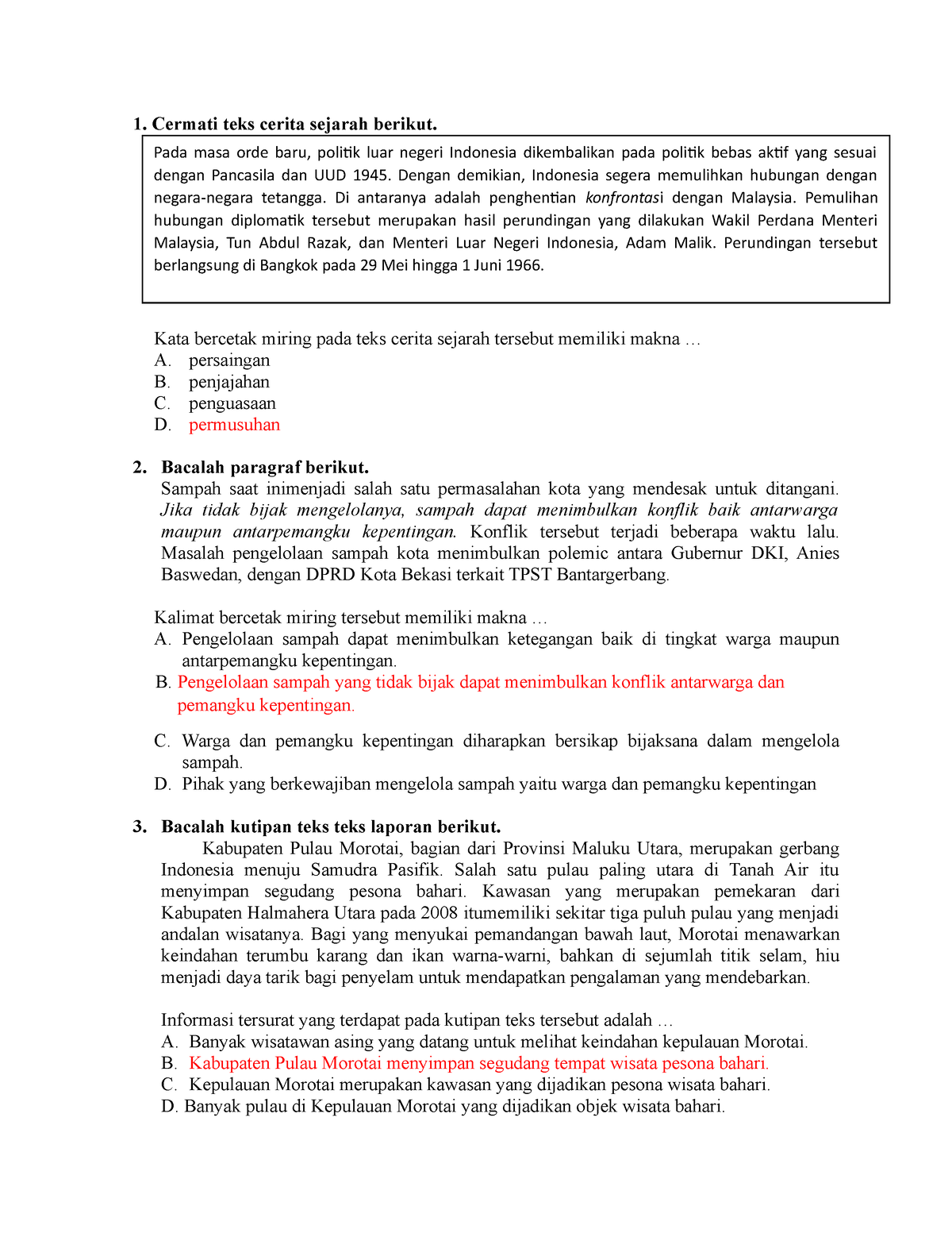 contoh soal essay bahasa indonesia tentang teks cerita sejarah