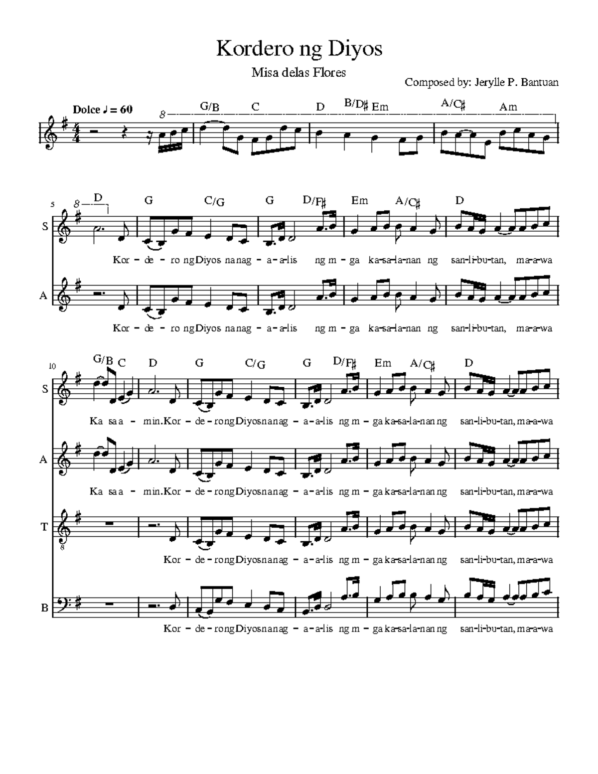 Kordero - pls give me this pdf - Composed by: Jerylle P. Bantuan Misa ...