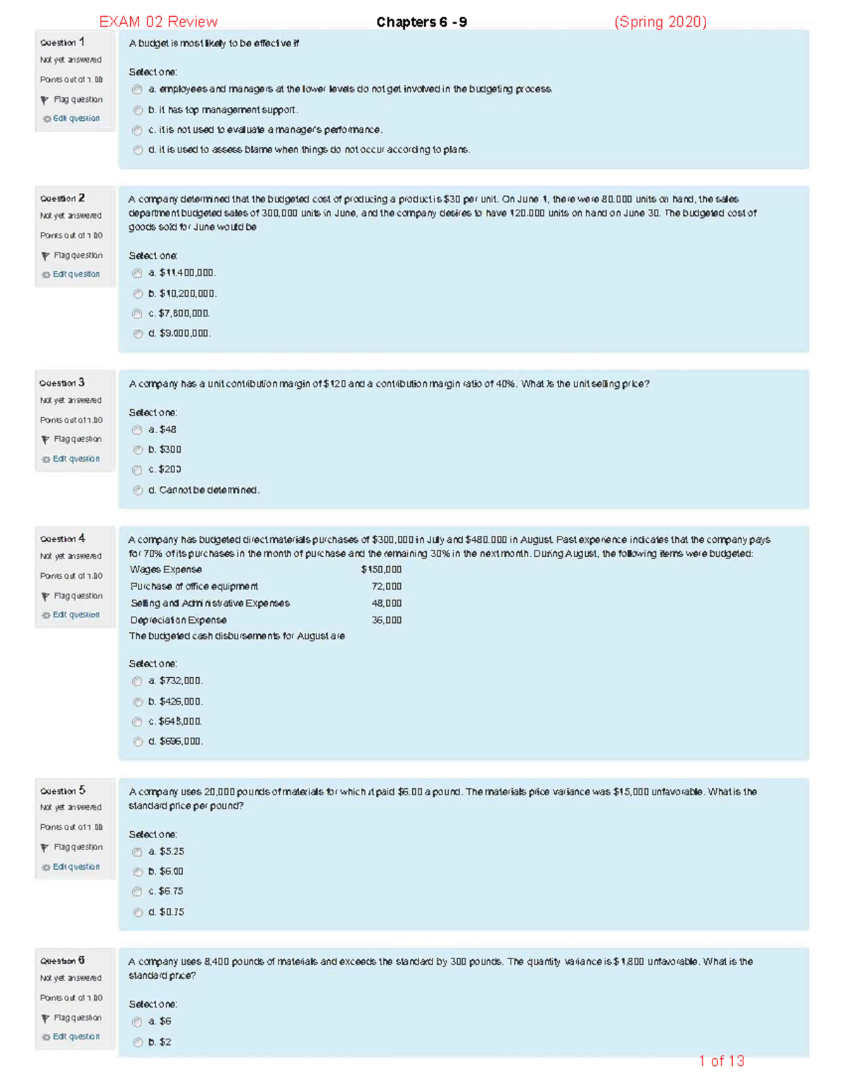 ACCT 201B Exam 02 Review Questions (Spring 2020) - $+43 +4 !(2 ' $ !-(4 ...