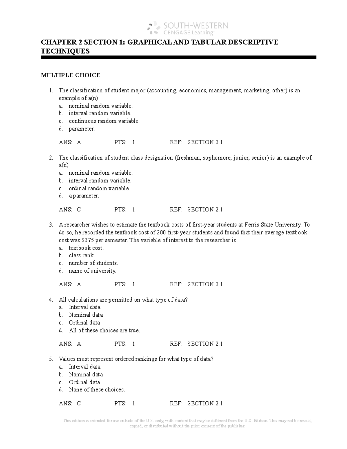 MGMT1050 - Test Bank Chapter 2 Section 1 - 2020 - CHAPTER 2 SECTION 1 ...