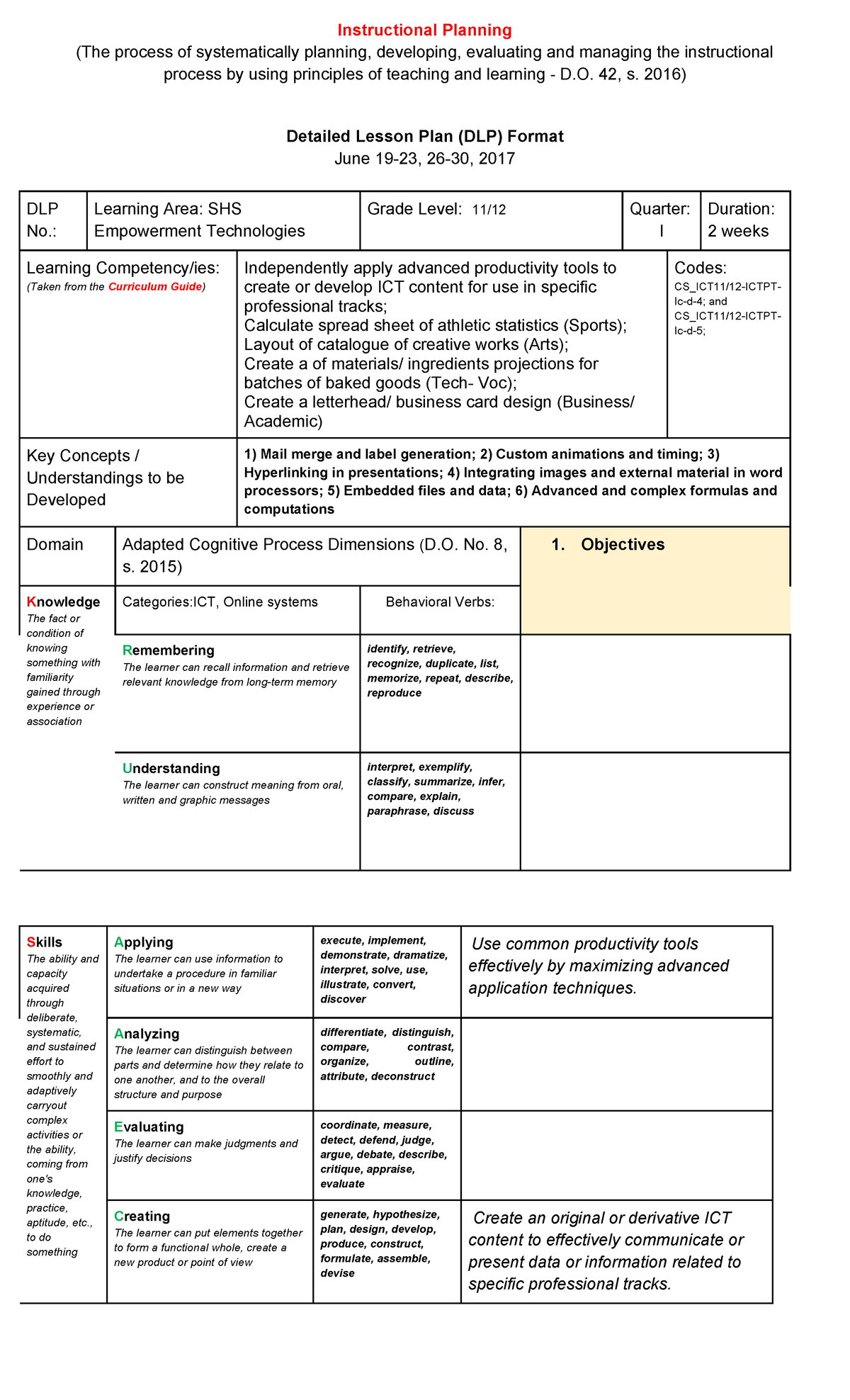 DLP Weeks 3 and 4 - MODULE - Instructional Planning (The process of ...