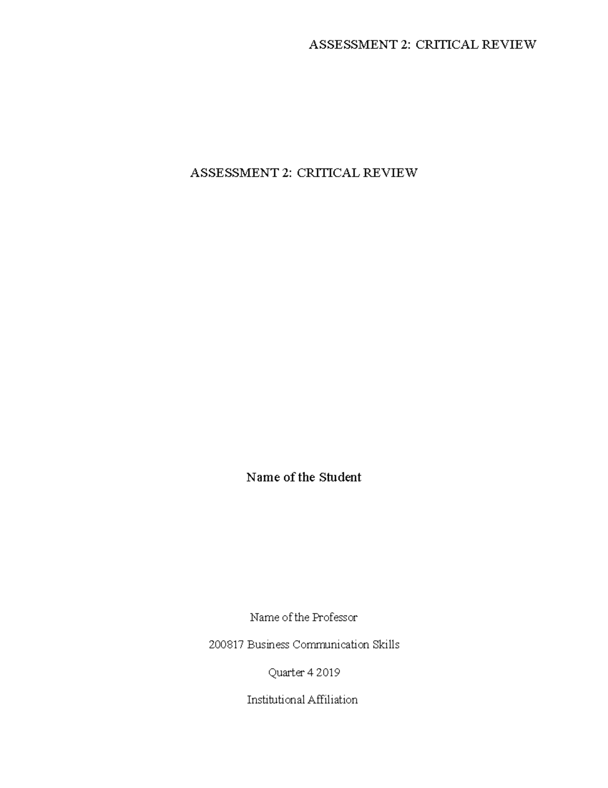 Assessment review 2 - University study coursework materials - Law ...