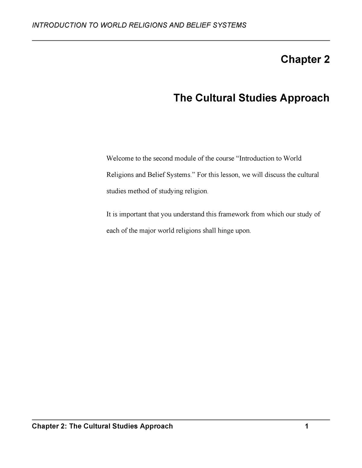 Week 002 - The Cultural Studies Approach - INTRODUCTION TO WORLD ...