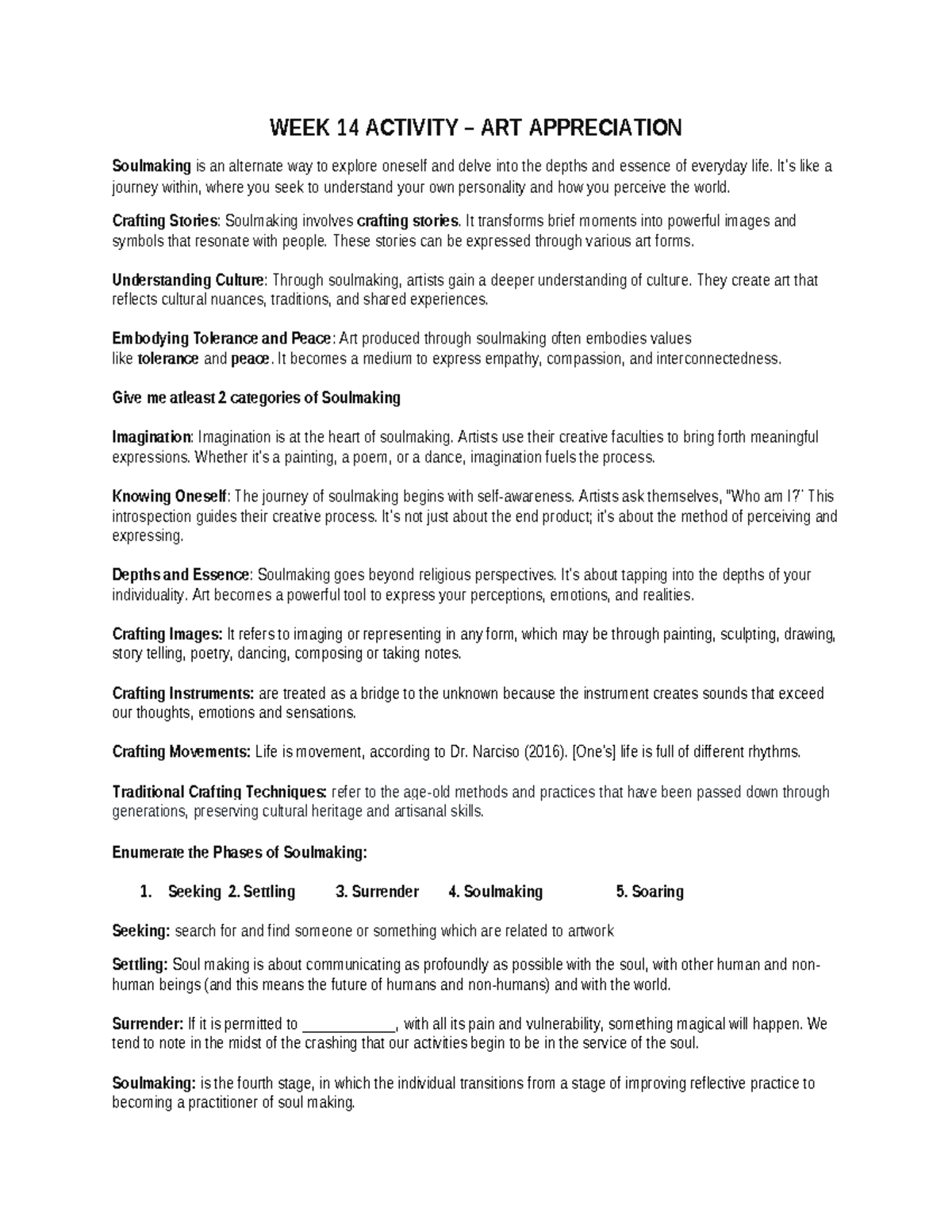 WEEK 14 Activity G ART - Dont copy its only for school purposes - WEEK ...