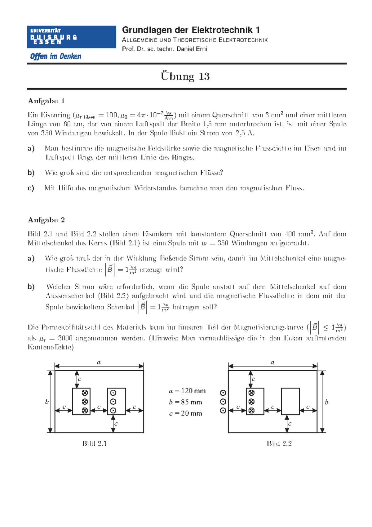 GET1-Uebung 13 - Practice - Grundlagen Der Elektrotechnik 1 A LLGEMEINE ...