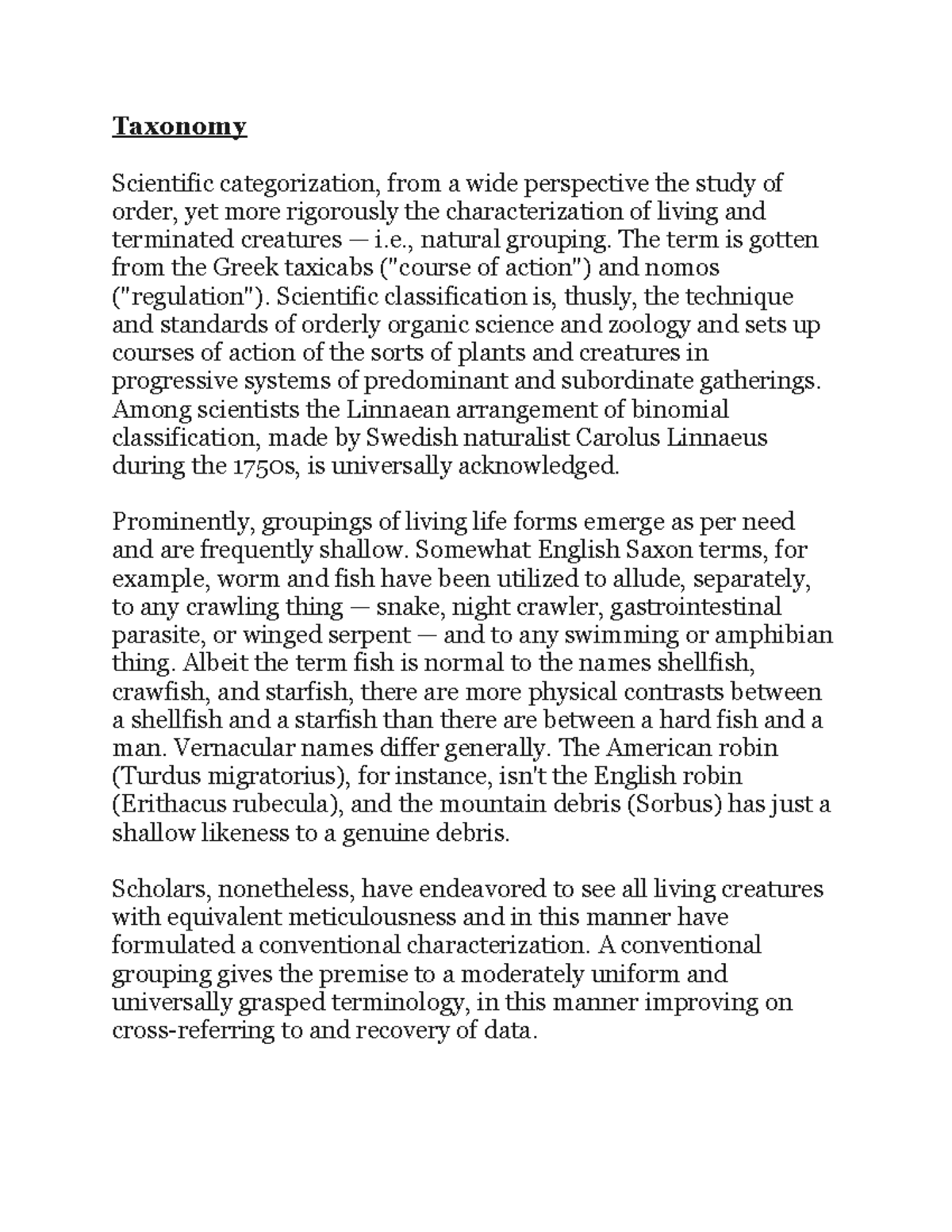 Taxonomy - Taxonomy Scientific categorization, from a wide perspective ...