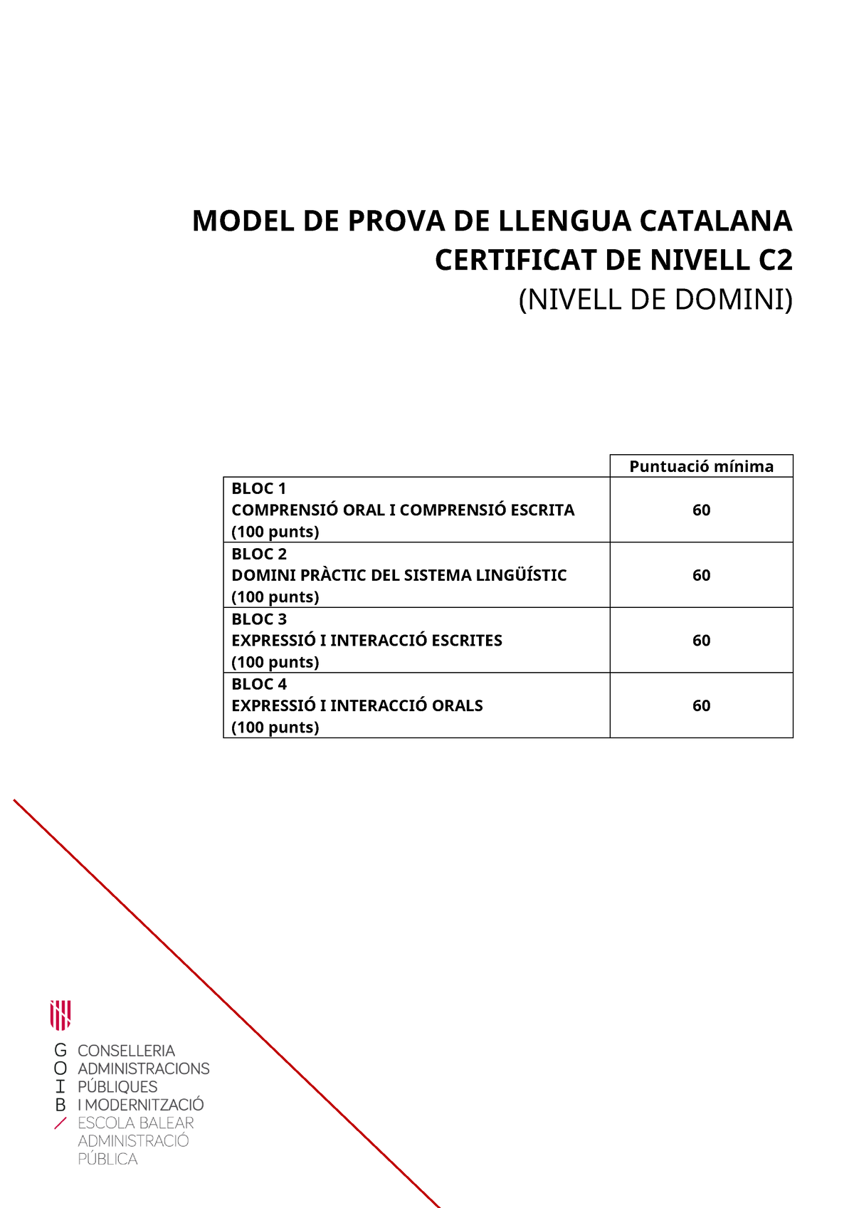 C2 Model De Prova Model De Prova De Llengua Catalana Certificat De