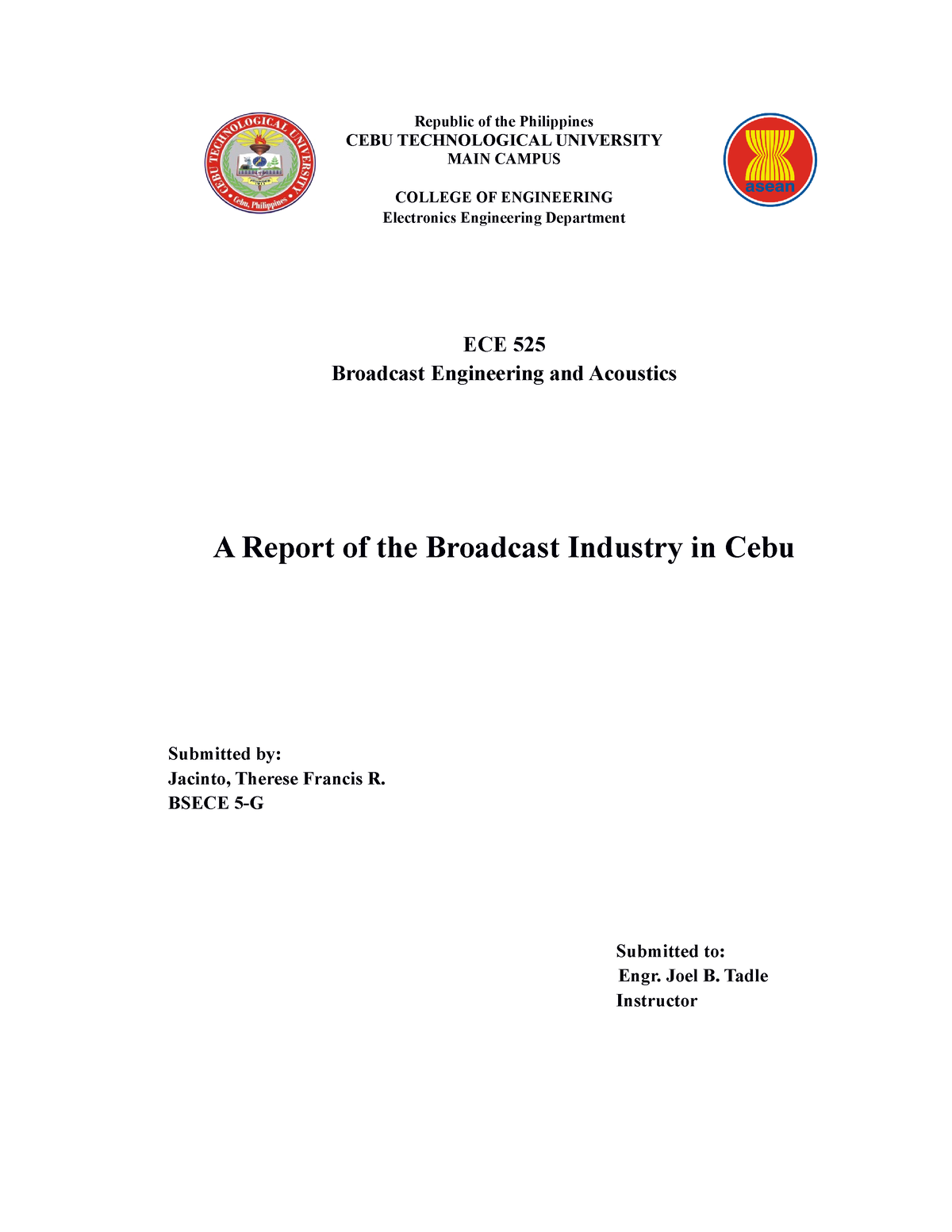 Report On Broadcast Industry - Republic Of The Philippines CEBU ...