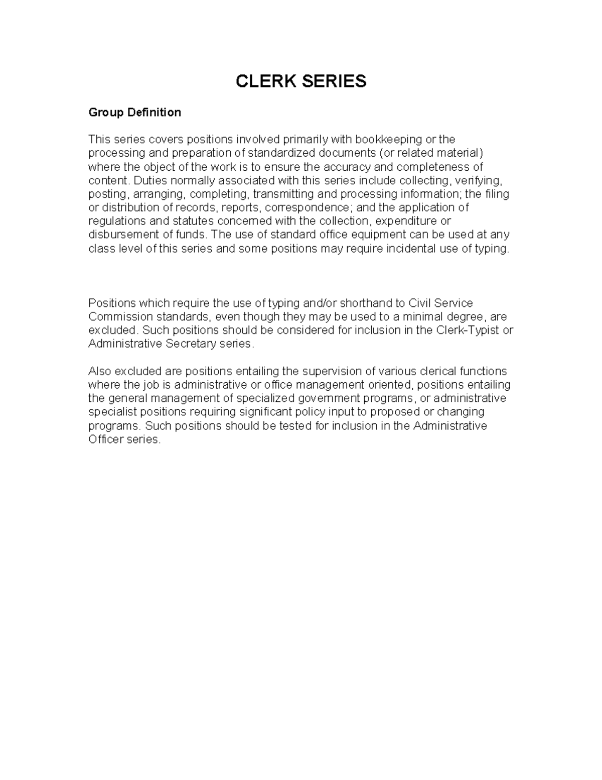 Clerk Series - This is a summary on Clerical Tasks. - CLERK SERIES ...