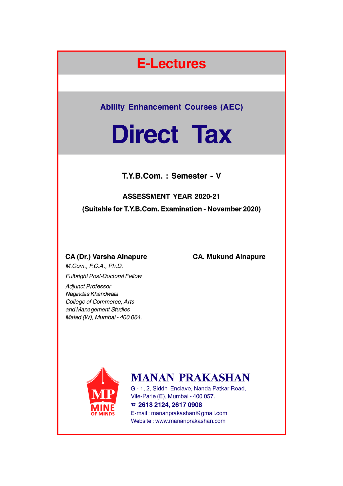 TYBCom-Direct Tax-Sem-V-E-Lectures - E-Lectures Ability Enhancement ...