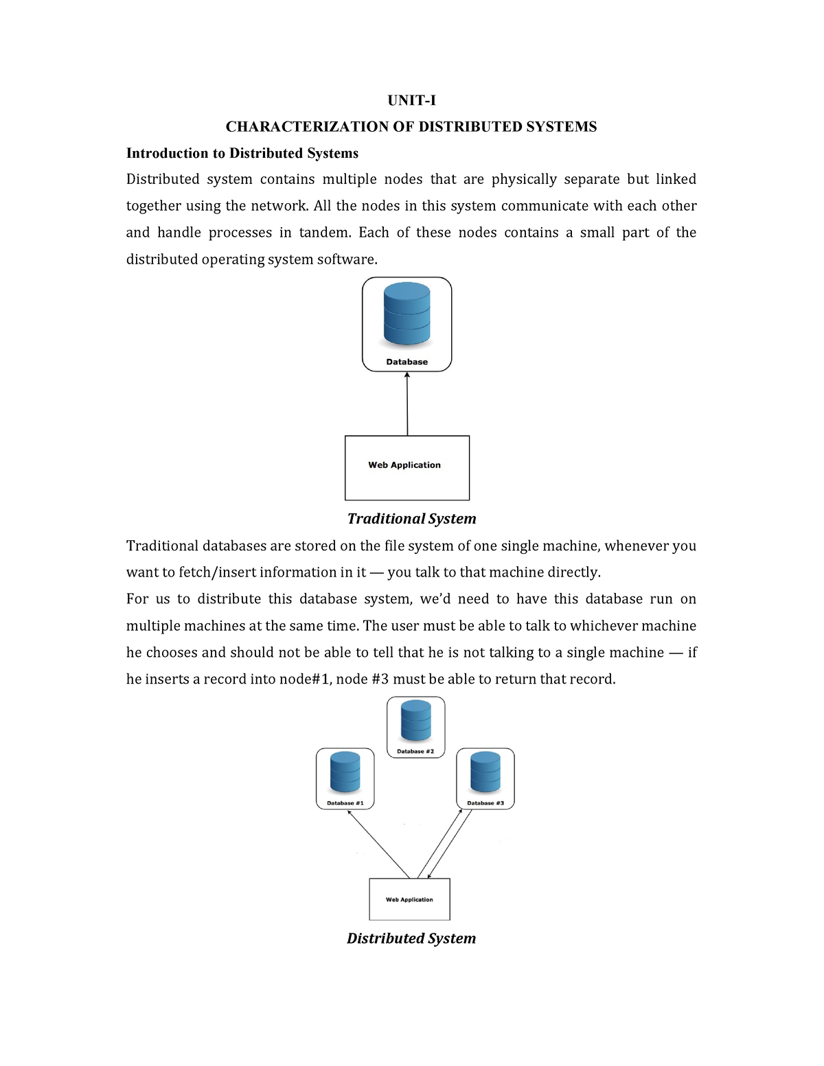 Distributed Systems Lecture Notes UNIT I CHARACTERIZATION OF