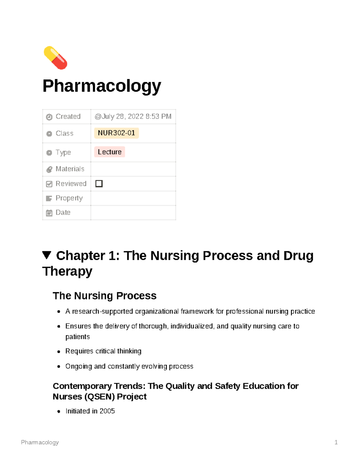 Pharmacology Unit 1 - Notes - 💊 Pharmacology Created Class NUR302- Type ...