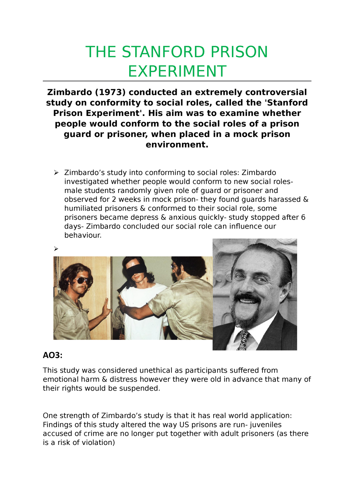 stanford prison experiment key findings