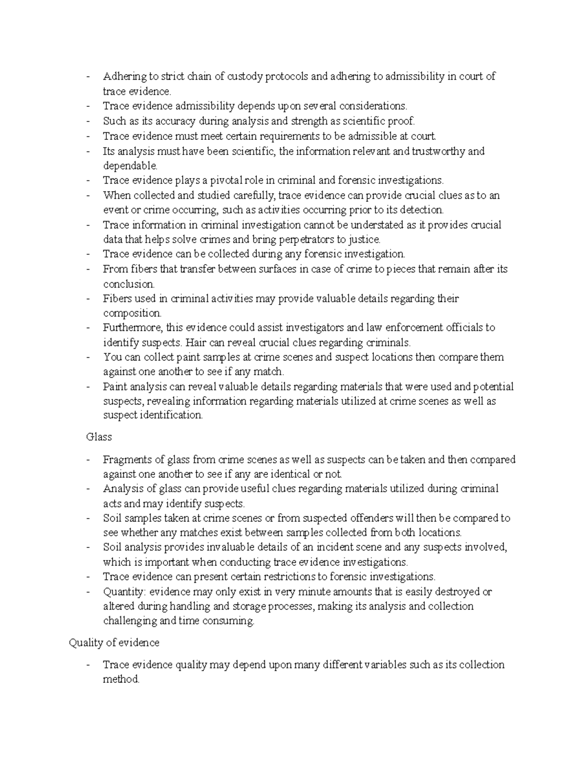 Forensic Science Notes 14 - Adhering to strict chain of custody ...