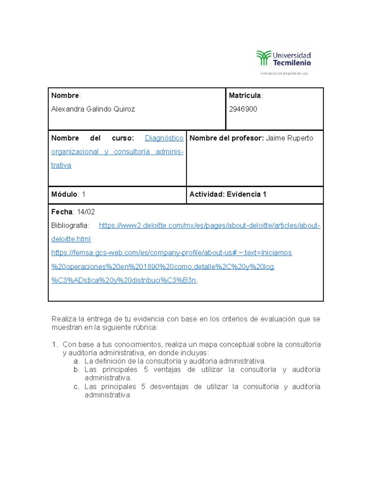 Evidencia 1 - Act 1 proyectos .docx universidad tecmilenio - Nombre ...