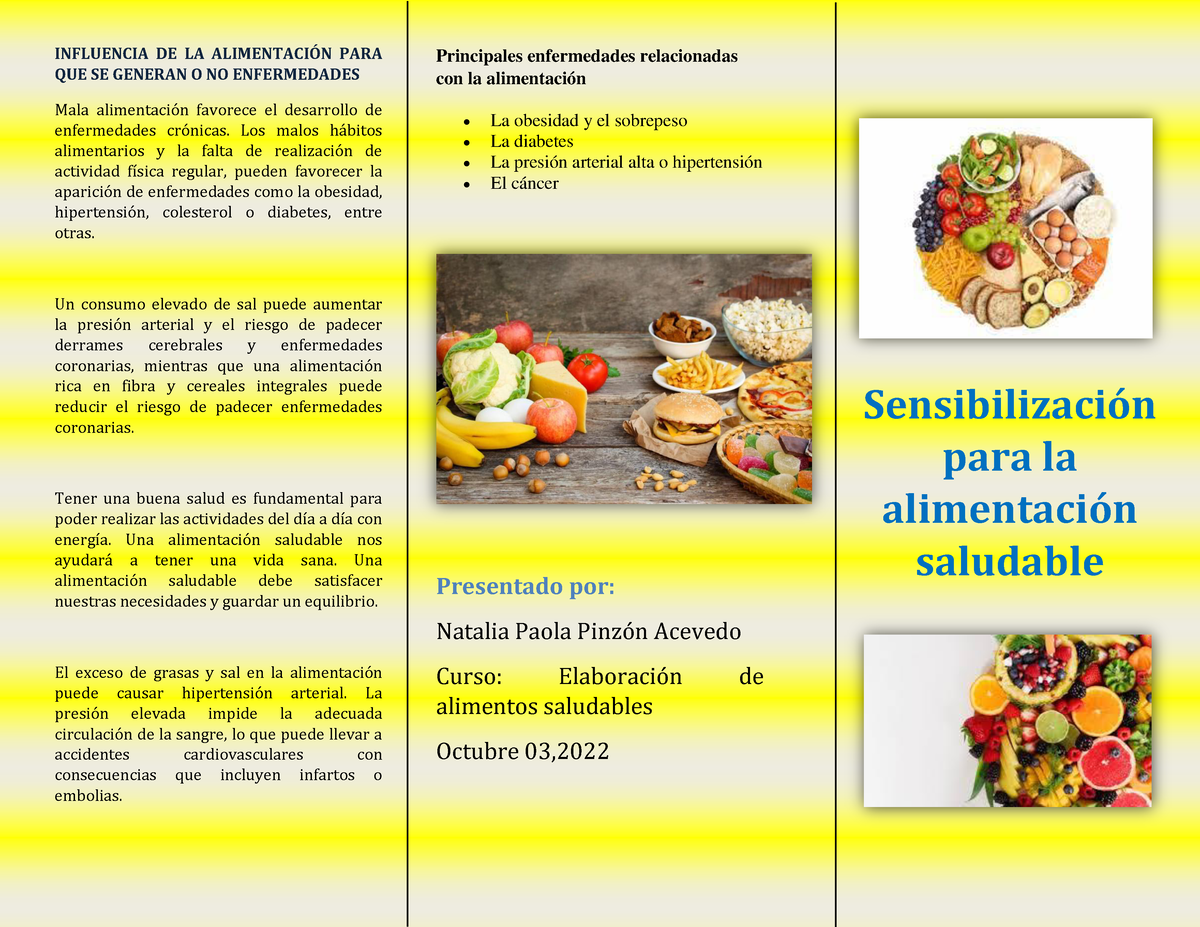 Folleto Sobre Sensibilización Para La Alimentación Saludable Influencia De La Alimentaci”n 6403