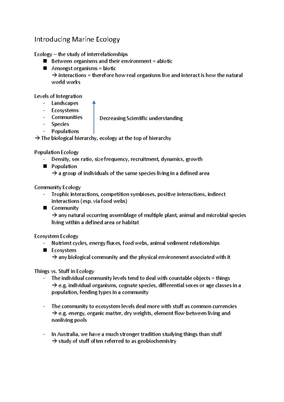 Introducing Marine Ecology Introducing Marine Ecology Ecology The