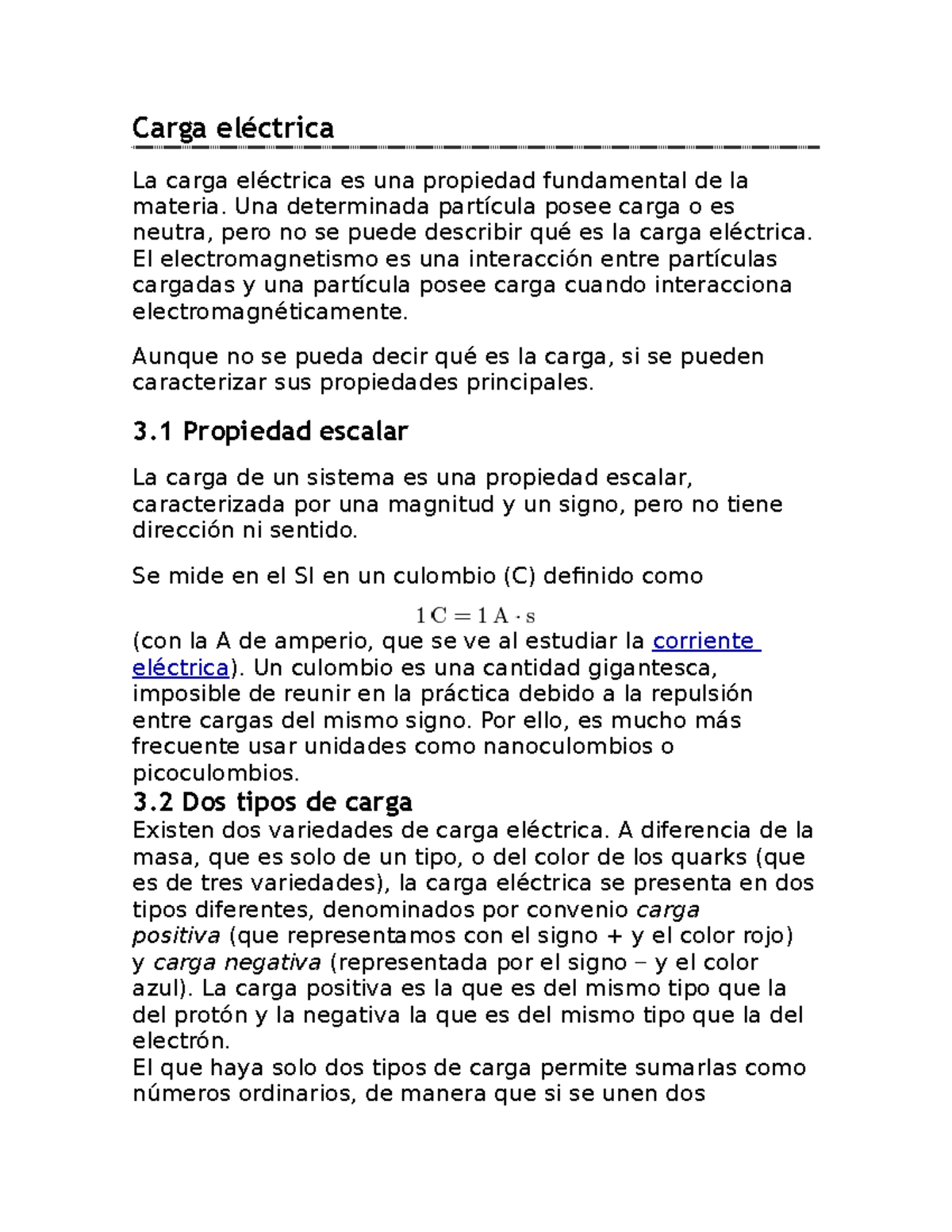 Carga eléctrica Resumen completo de material de curso Carga