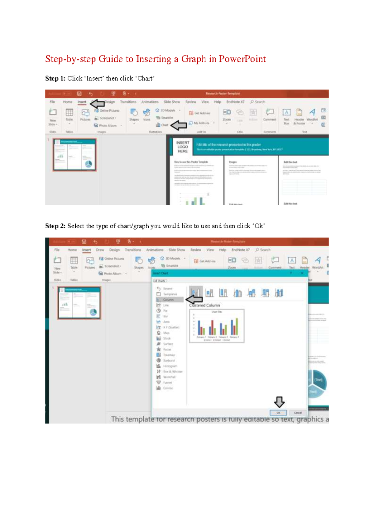 Step-by-step Guide to Inserting a Graph in Power Point - Column A ... image.