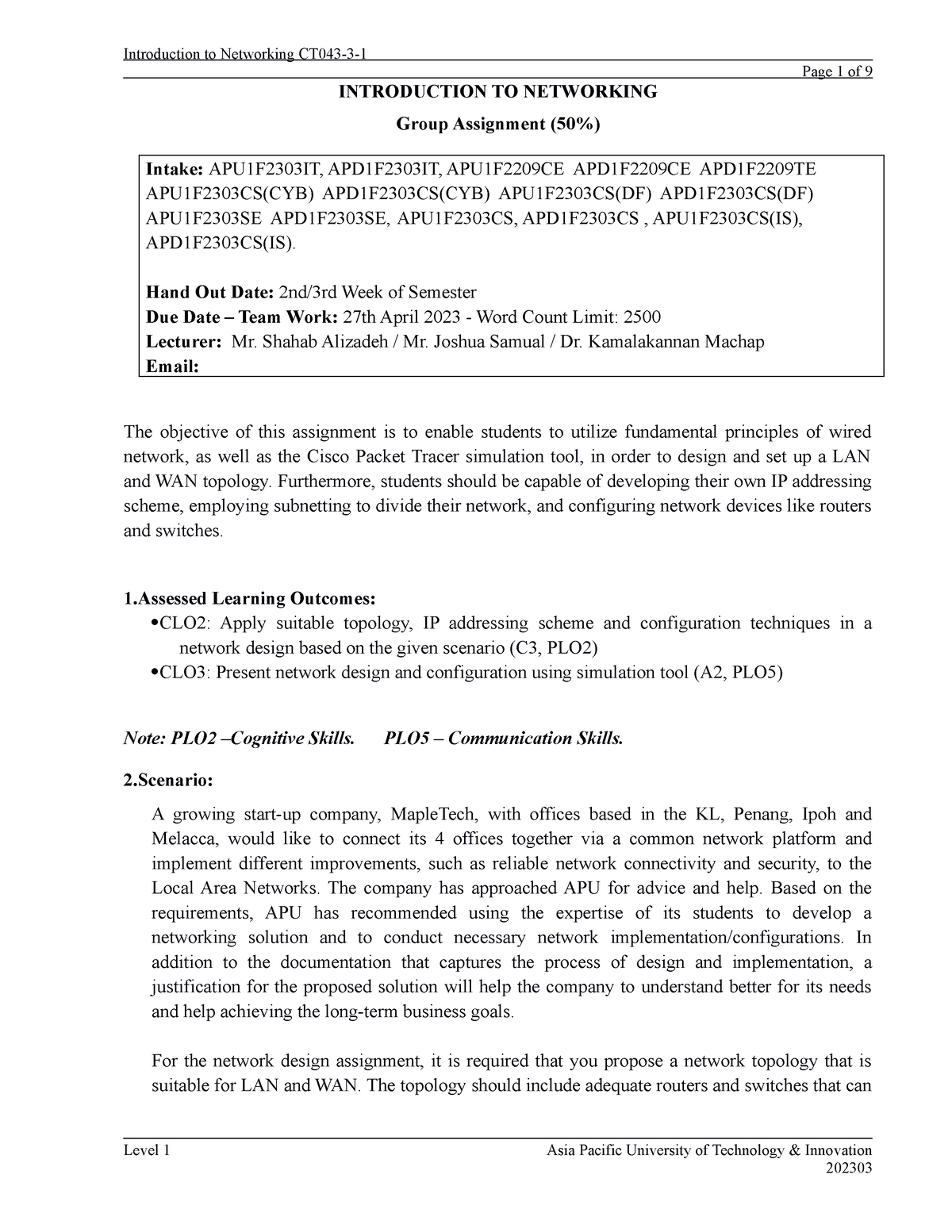 06 IN - Assignment -032023- VE - Page 1 of 9 INTRODUCTION TO NETWORKING ...