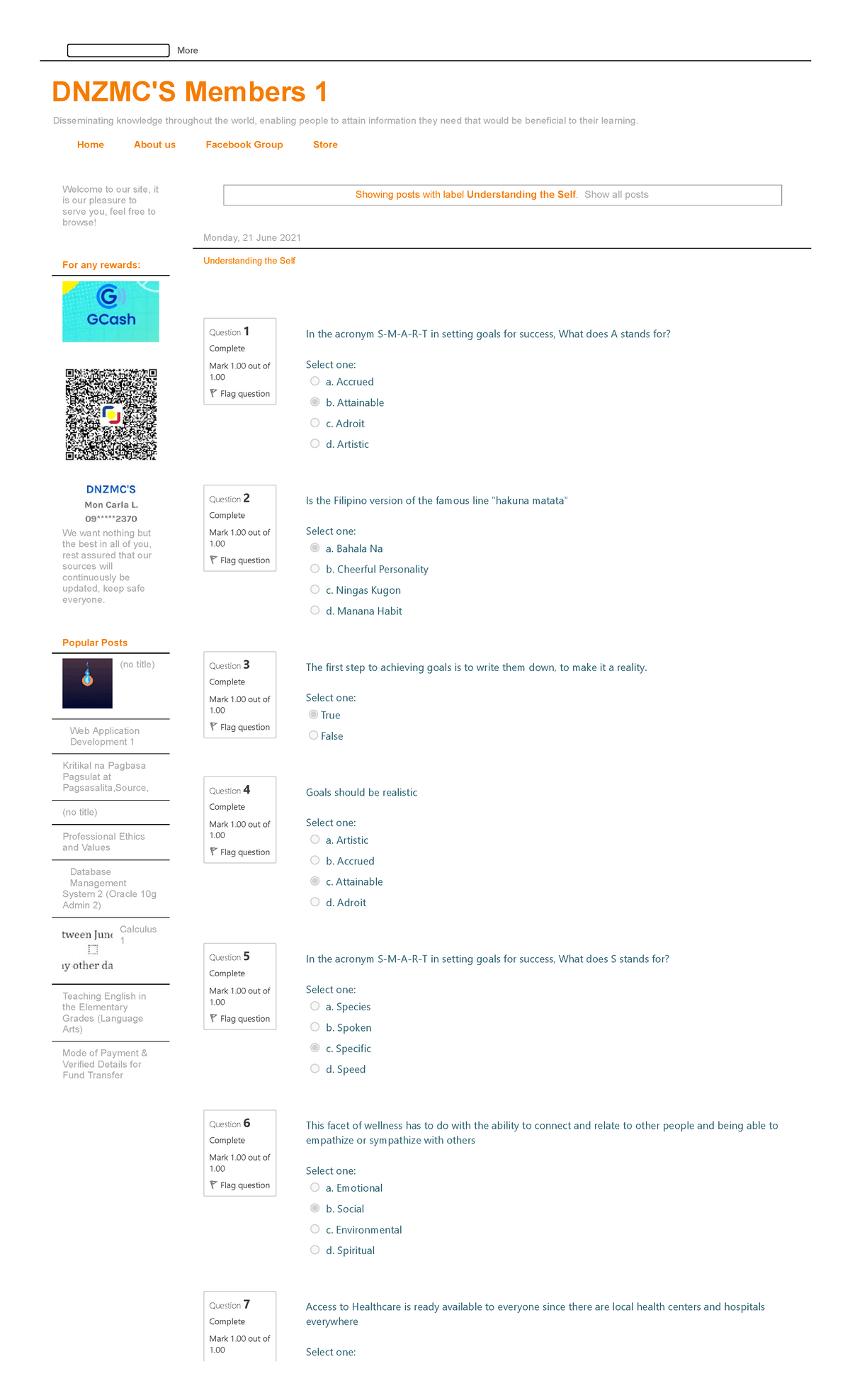 Understanding the Self Prelim Quiz 1 - Disseminating knowledge ...