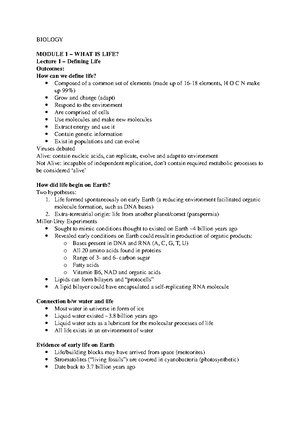 Biology Notes - MOD 2 - BIOLOGY NOTES – MODULE TWO Flow of information ...