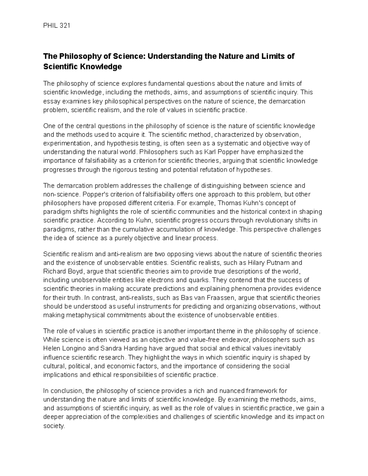 The Philosophy of Science Understanding the Nature and Limits of ...