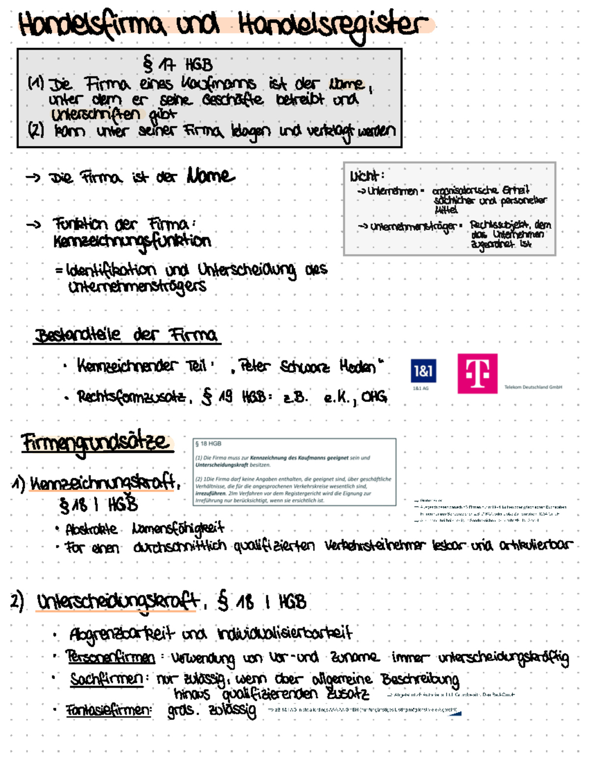 Handels- Und Gesellschaftsrecht - Handelsfirma Und Handelsregister § 17 ...