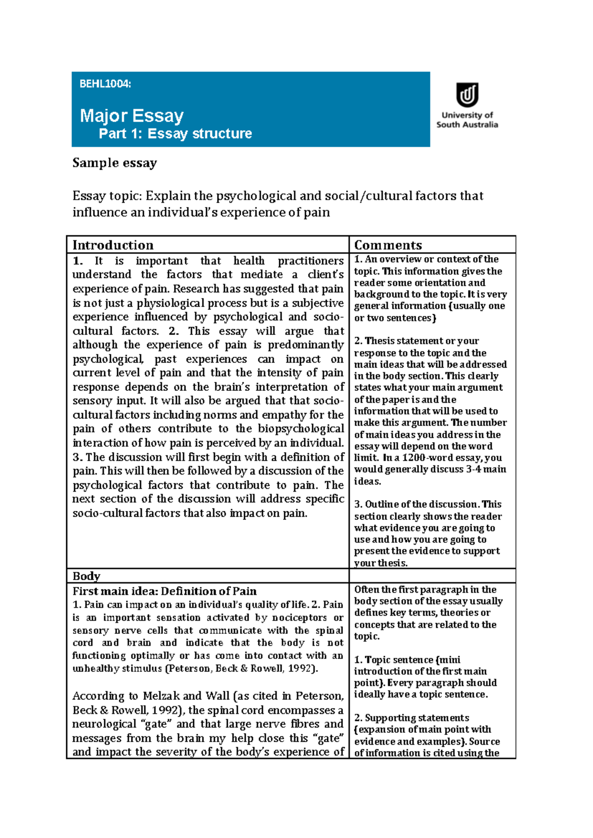 Sample essay Sample essay Essay topic Explain the psychological and