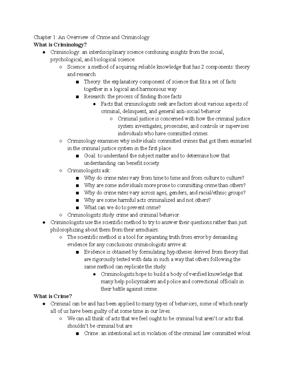 CRJ 270 Module 1 Ch. 1 Notes - Chapter 1: An Overview Of Crime And ...