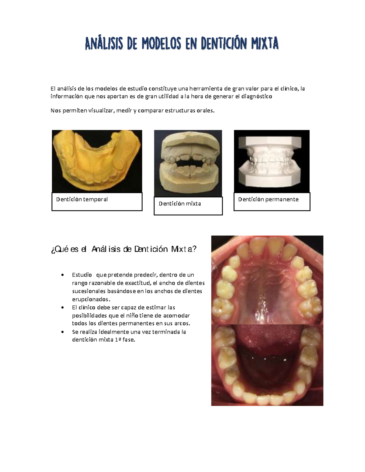 Tipeo clase 8 Análisis de modelos en denticion mixta - El análisis de ...