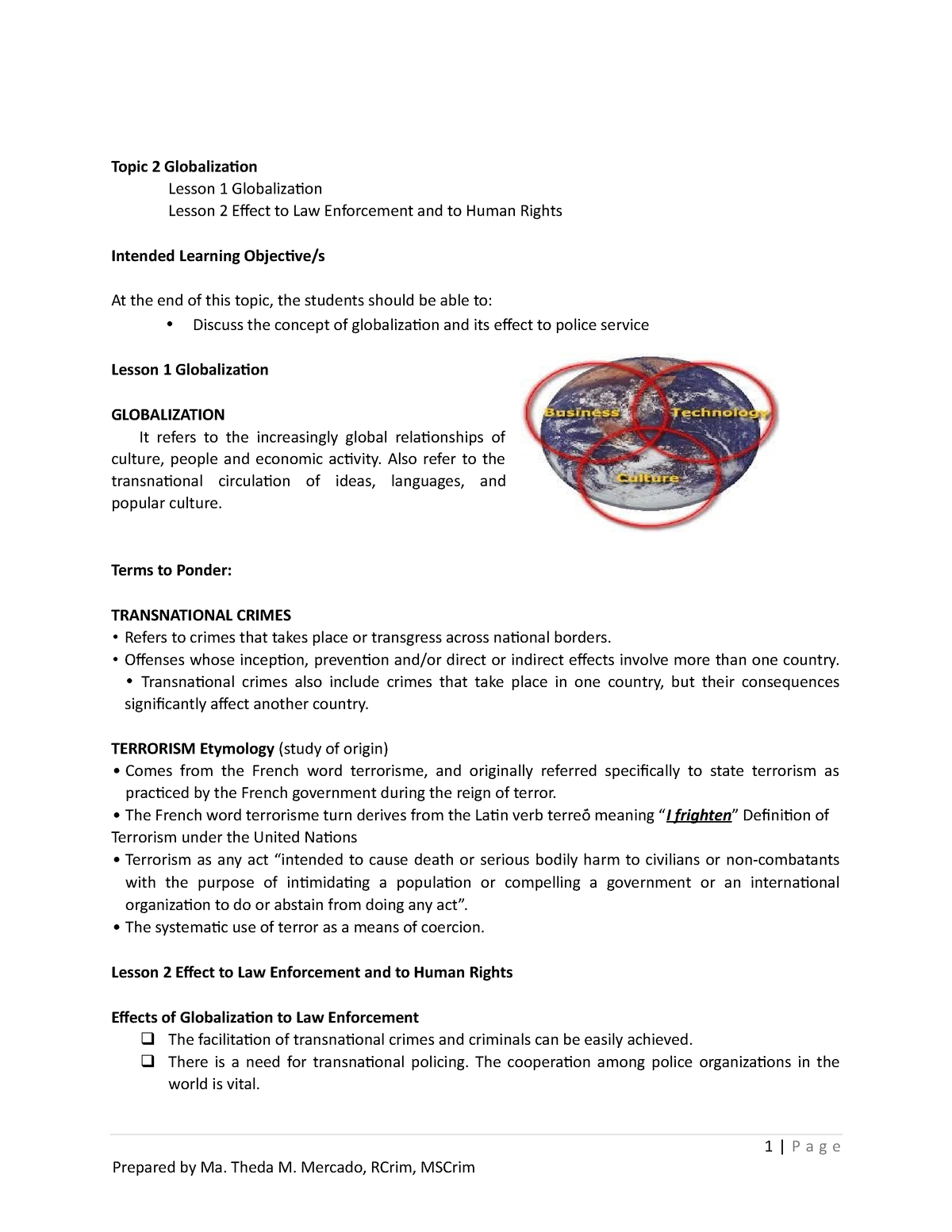 Topic II Globalization - Topic 2 Globalization Lesson 1 Globalization ...