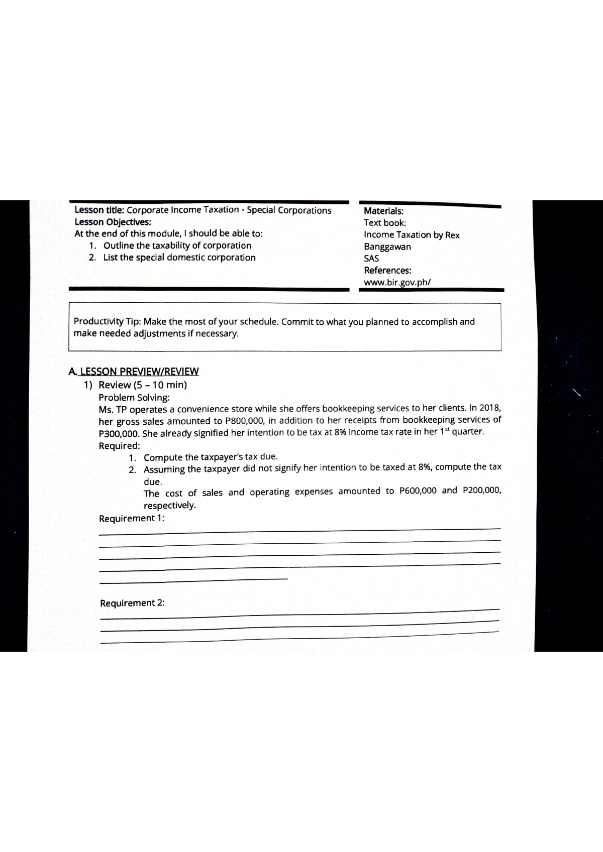 Outline The Taxability Of Corporation And Domestics Corporation ...