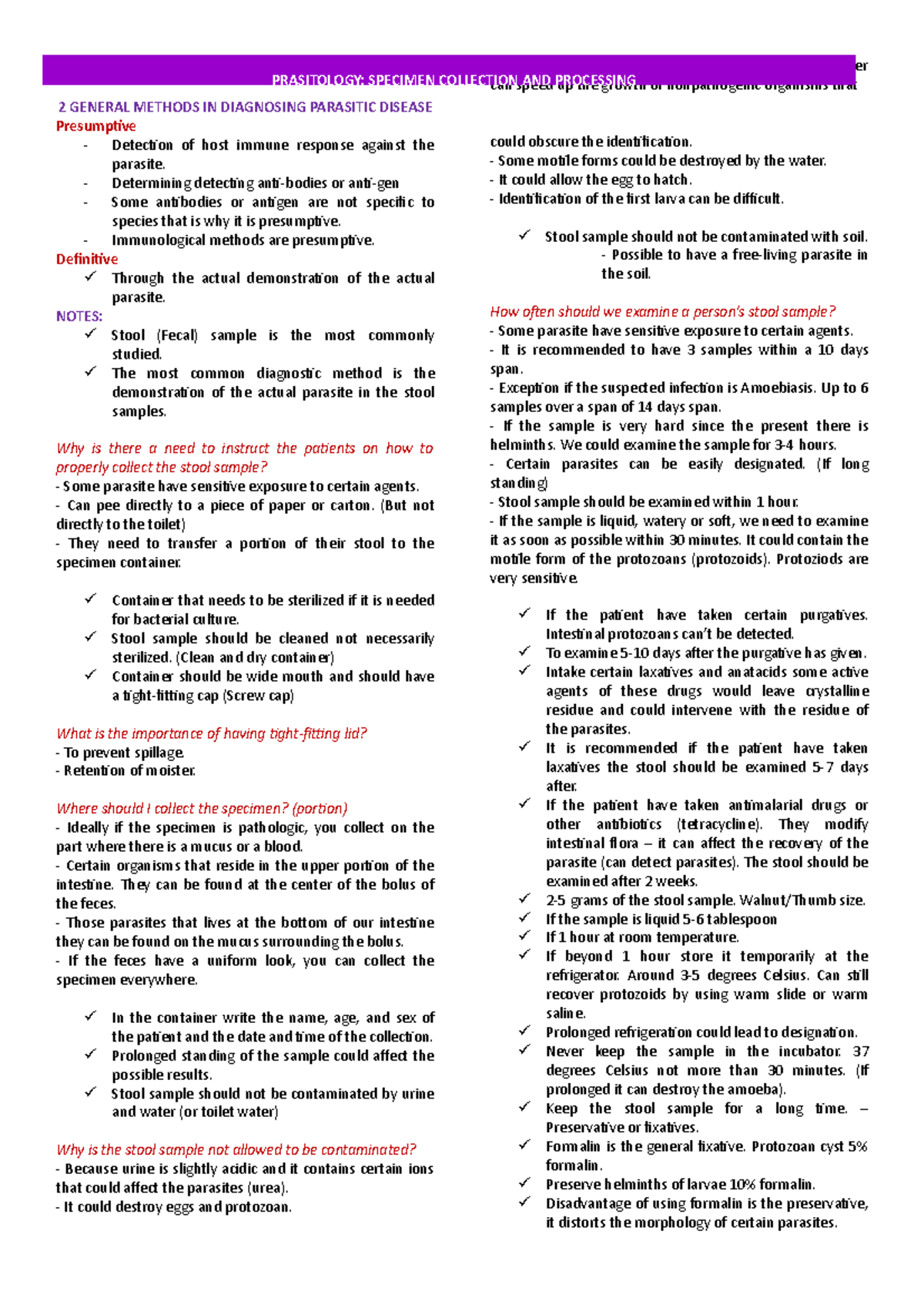 Trans 1 - Specimen Collection - 2 GENERAL METHODS IN DIAGNOSING ...