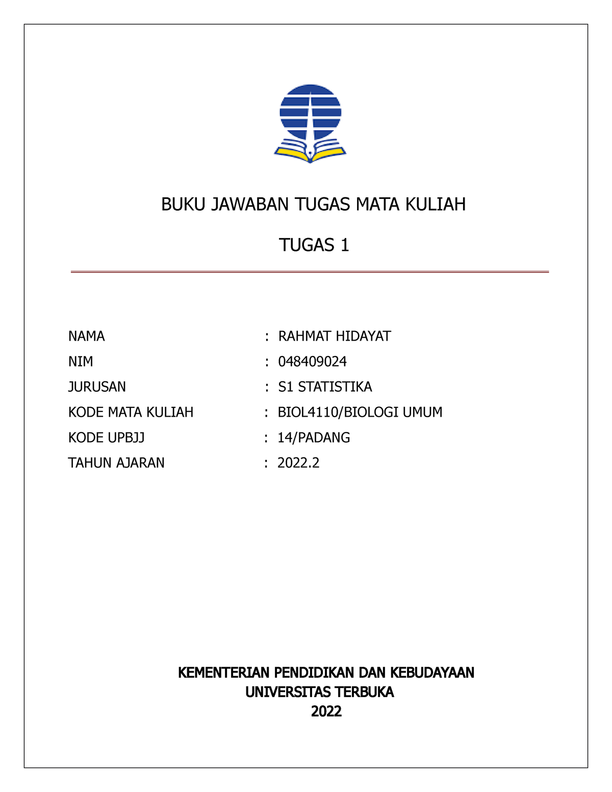 BJT Tugas 1-Biologi Umum 048409024 - BUKU JAWABAN TUGAS MATA KULIAH ...