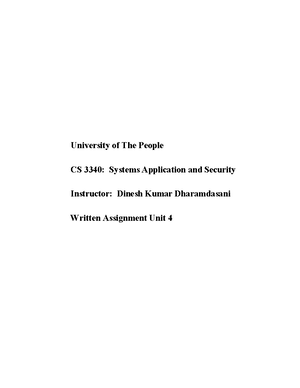 CS3340 Written Assignment 3 - University of The People CS 3340: Systems ...