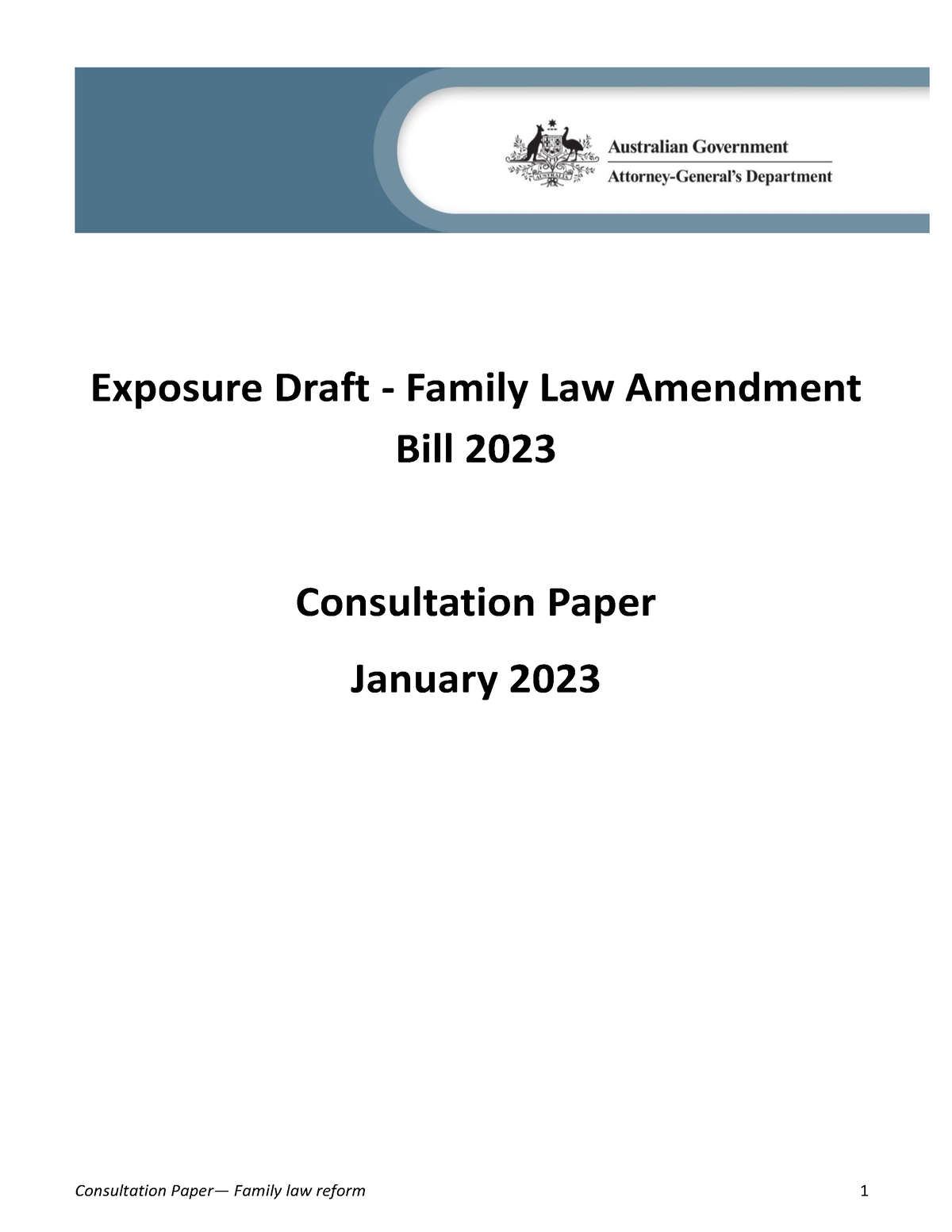 Family Law Amendment Bill 2023 Consultation Paper Exposure Draft